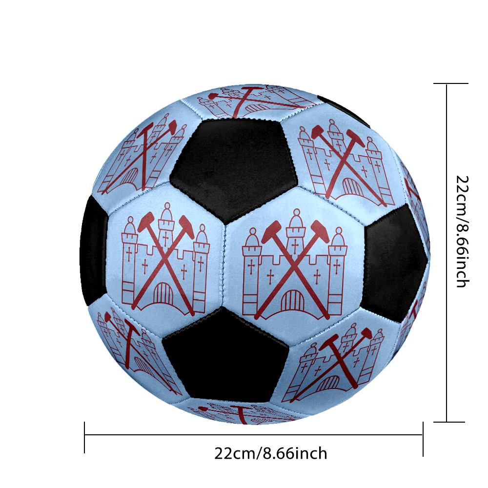 West Ham United Football Indoor Soccer Ball Colorful Machine Stitched PVC Size 5 Team Training Competition Ready Durable High-Bounce Cool Sports Gift