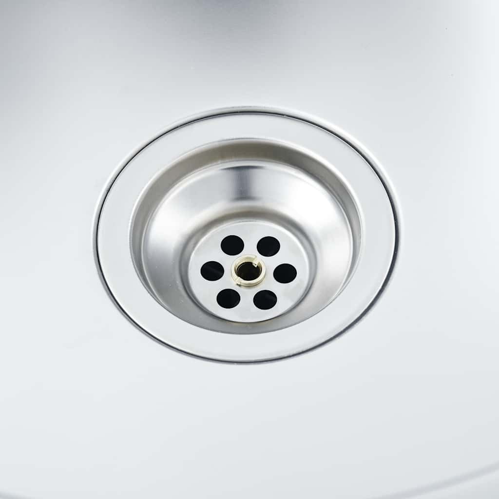 Vidaxl Kitchen Sink with Drainer, Silver, 800X500X155 Mm, Steel