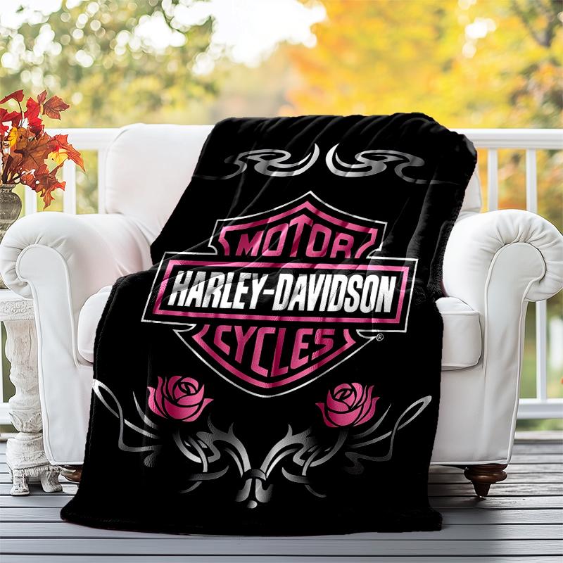 Vintage Motorcycle Flannel Blanket Soft All-Season Throw, Design for Camping, Car Travel, Hiking Sofa, Bed, Office Perfect Gift for Parties