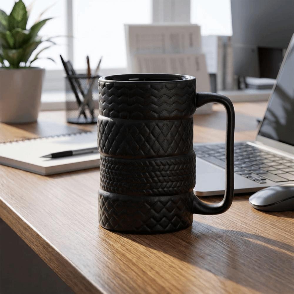 Große Kapazität Reifen Keramik Wasserbecher Lustiger Kaffeebecher Trinkgeschirr Neuheit Tasse Geburtstagsgeschenk