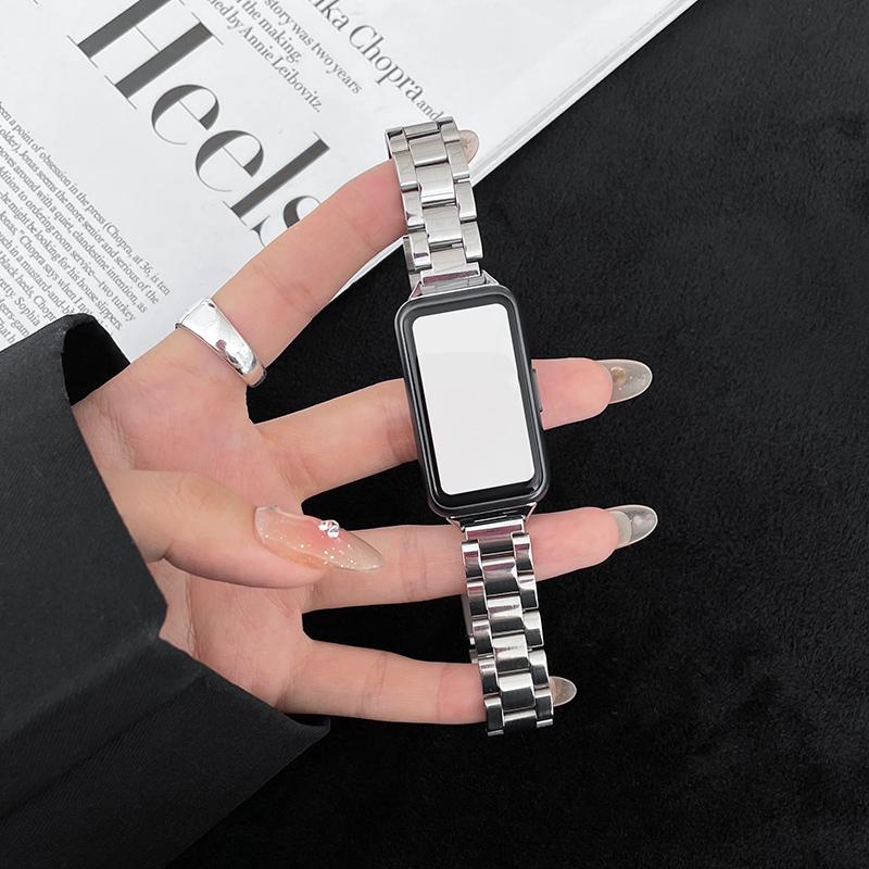 

Stainless Steel Strap For Huawei Band 10 9 8 Accessories Watchband Graceful Metal Replacement Bracelet correa Huawei Band 8 9 10 For Huawei Band 10 серебряный