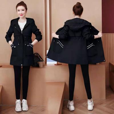 Double-layer Trench Coat for Women's Medium and Long Spring and Autumn New Loose and Versatile Hooded Coat for Women