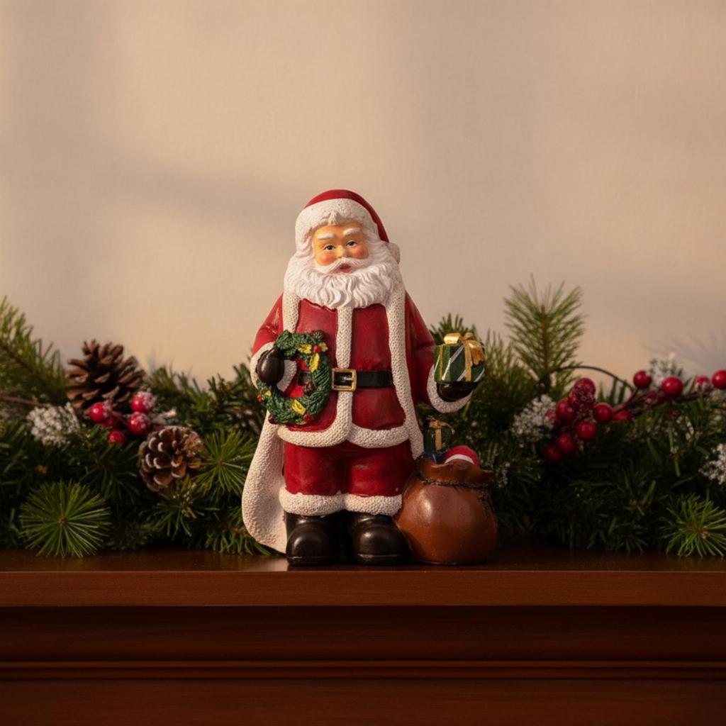 Resin Santa Figurine Colorful Ornament Indoor for Mantel Display