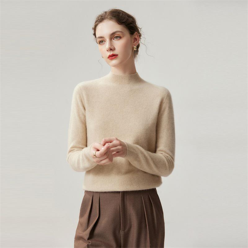 100% Cashmere 12-Gauge Flat Knit Half-High Neck Base Layer