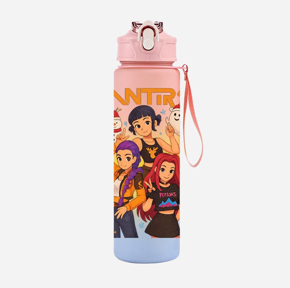 Bottiglia d'Acqua K-Pop Cacciatori di Demoni Stampata per Natale da 750 ml Tazza Grande Capacità Tazza da Acqua Portatile per Bambini Sport all'Aperto Regalo per Bambino