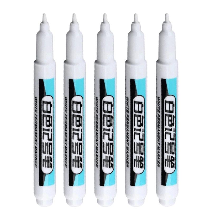 1-20Pcs White Permanent Marker Pens 0.7/1.0/2.5MM Markers Paint Pen For Plastic Leather Glass Stone Metal Art Painting Supplies