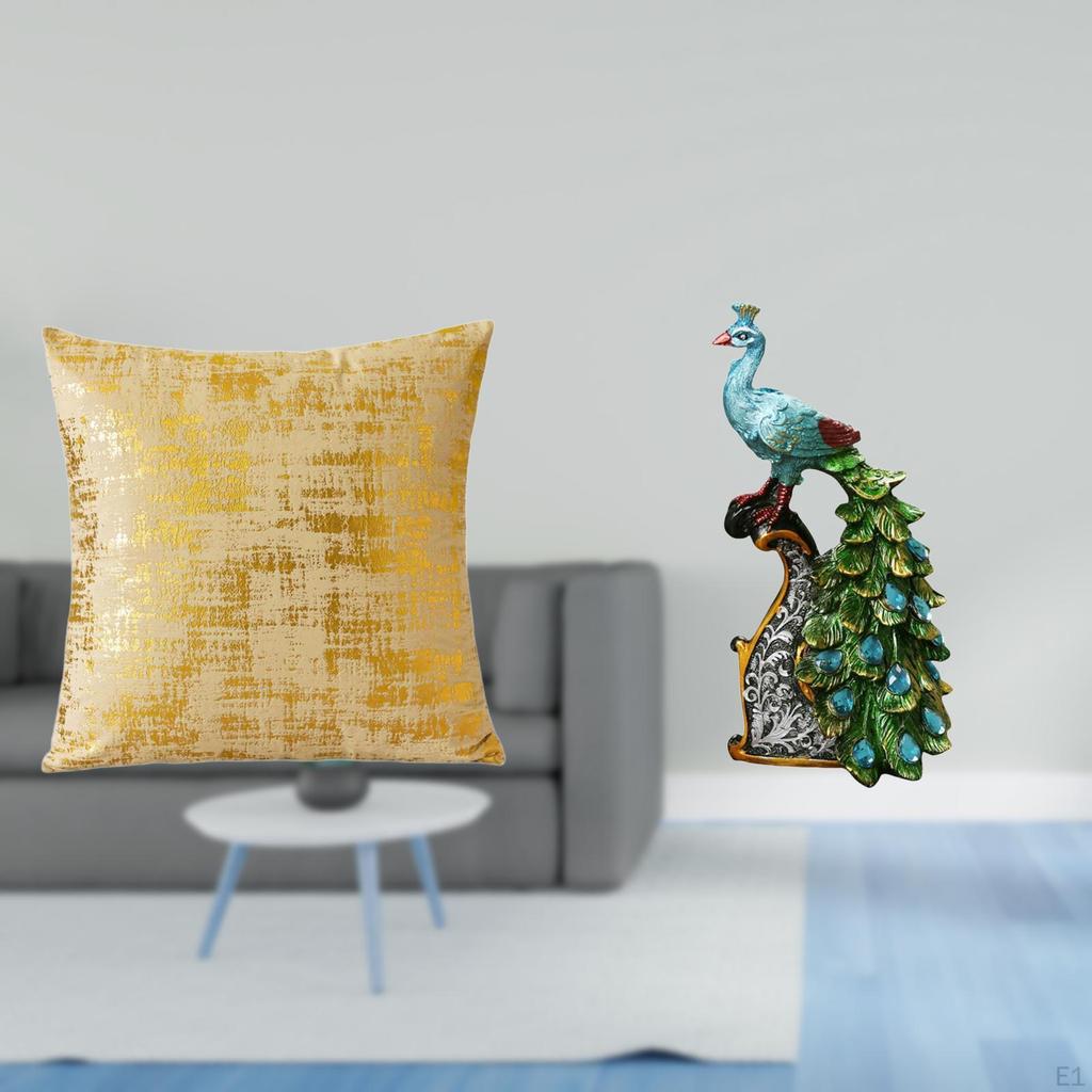 Elegant Peacock Pillowcase Sculpture Cushion Cover for Living Room Office Dorm Car Bedroom Tabletop