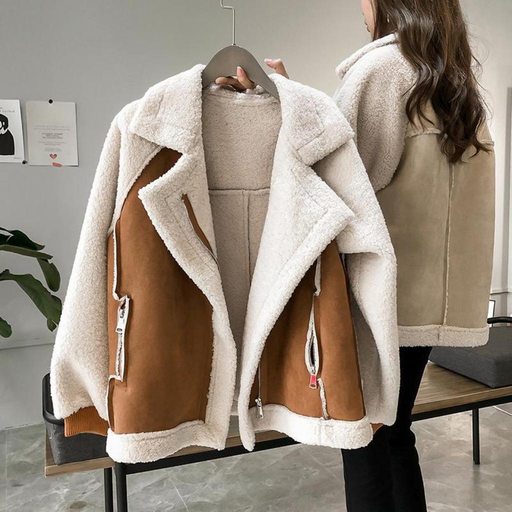 Loose Fur One-piece Suede Coat Women's Short Jacket