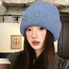 Big Head Circumference Blue Star Knitted Hat Women's New Winter Warm Thickened Korean Version Bag Head Wool Hat