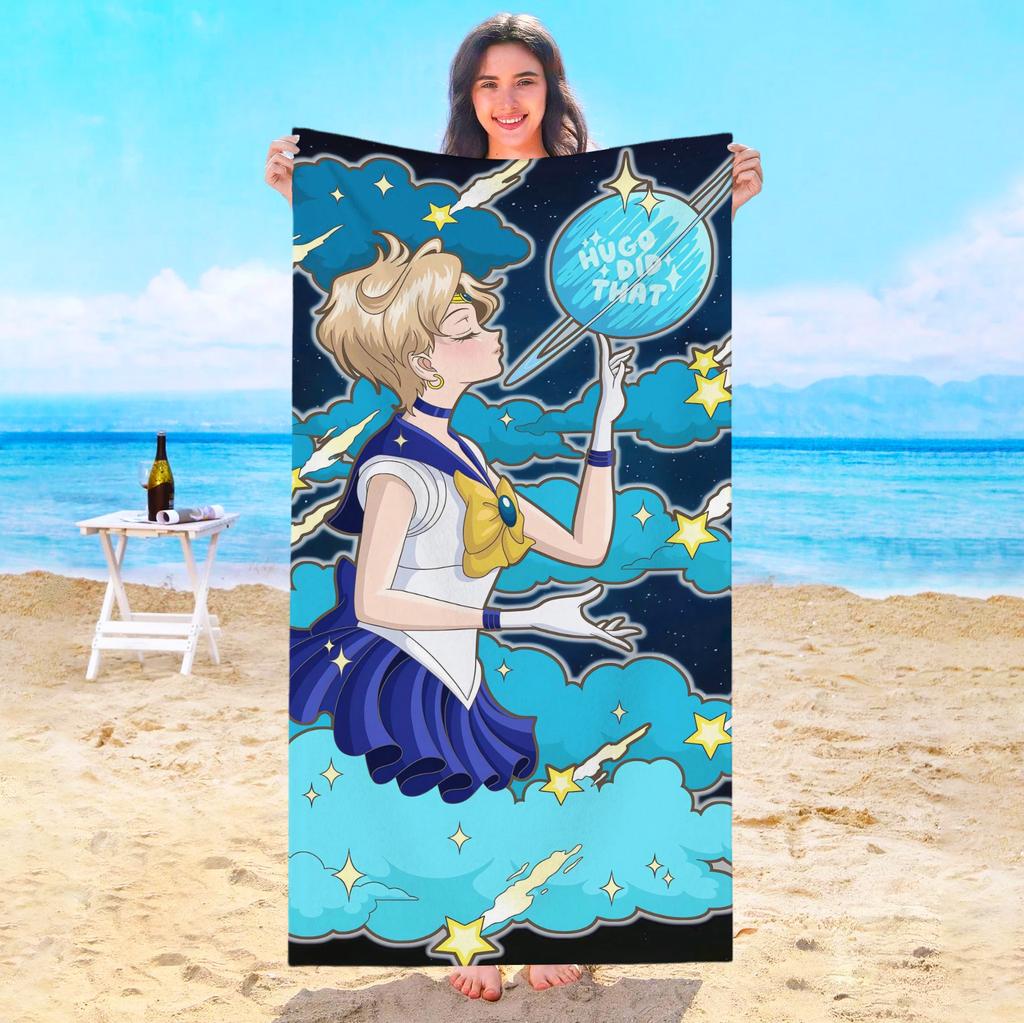 S-Sailor M-Moon Beach Towel Bath Towels Bathroom Items Swimming Pool Spa Playa Travel Sauna Baby For Home Microfiber Gym Shower