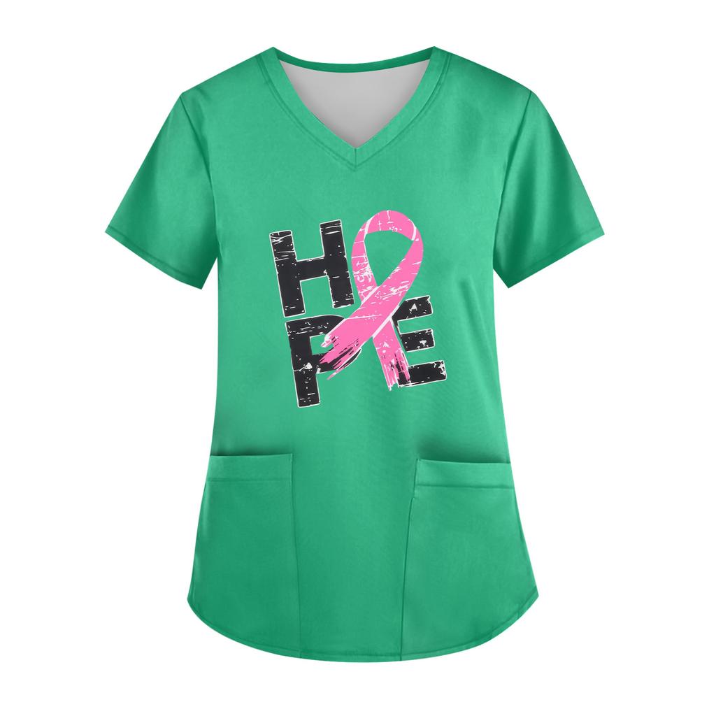 Women's V-Neck Short-Sleeve Pocketed Top With Side Slit