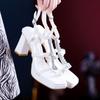 Design Sense Rhinestone Square Head High Heels Women'S Summer Fashion T-Buckle With Open-Toe Thick Heel Sandals