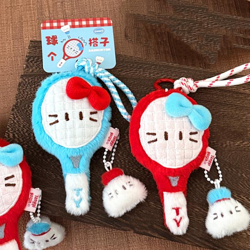 Cute Cartoon Badminton Racket Doll Pendant Keychain Kawaii Simulation Filled Doll Backpack Decoration Pendant Accessories Gift
