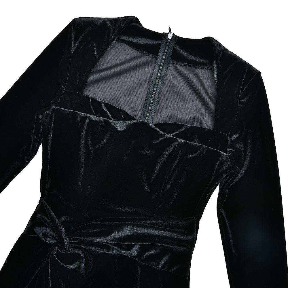 Women's Fashionable High-End Long Sleeved Round Neck Slim Fit Dress For Autumn Winter Women's Street Beach Party Long Dress