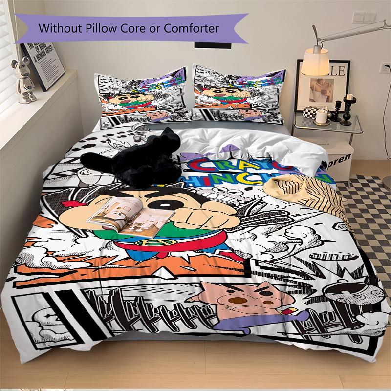 3pcs Crayon Shin-chan Duvet Cover Set, 1 Duvet Cover + 1/2 Pillowcases (No Insert), Bedroom Decor, Allseason Comfort yy251021257