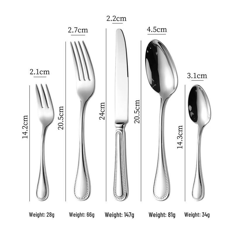 Abay 304 Stainless Steel Mirror Finish 5-Piece Flatware Set