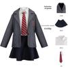 Matilda School Uniform Cosplay Costume, Grey Blazer & Skirt with Tie for Halloween & Movie Themed Cosplay Events