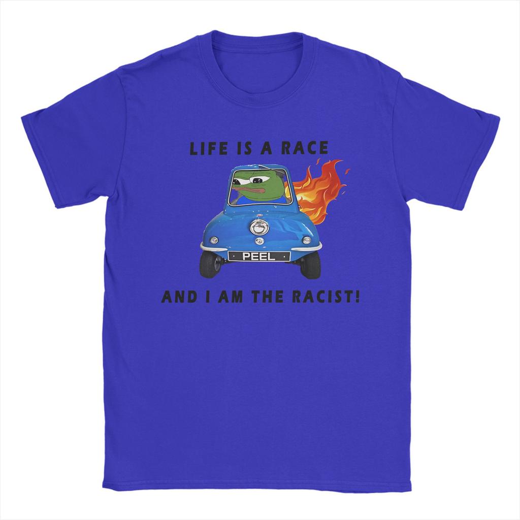 Herren Damen Bedrucktes Das Leben ist ein Rennen, und ich bin der rassistische Pepes der Frosch T-Shirt 100% Baumwolle Frosch Lustiges Meme T-Shirts Kleidung