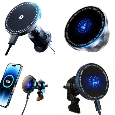 Sleek 15W 25W Magnetic Car Phone Holder Wireless Magnetic Charger High Quality Car Equipment for iPhone Samsung New Products