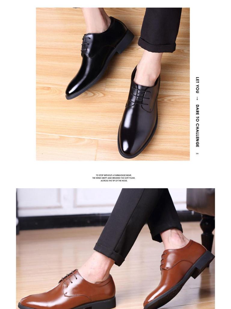 Pánské formální kožené boty pro podnikání - Měkká podrážka, Prodyšné, Neformální, Šněrovací, Černé, Britský Korejský styl