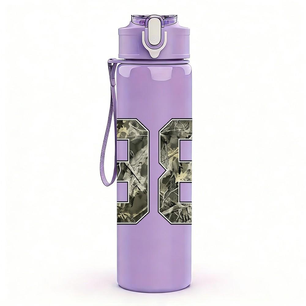 1PC Number Ninety Eight Retro Text Print 750ml Color Plastic Sports Water Bottle Leakproof Flip Straw Lid Suitable for Sports Office Home Use