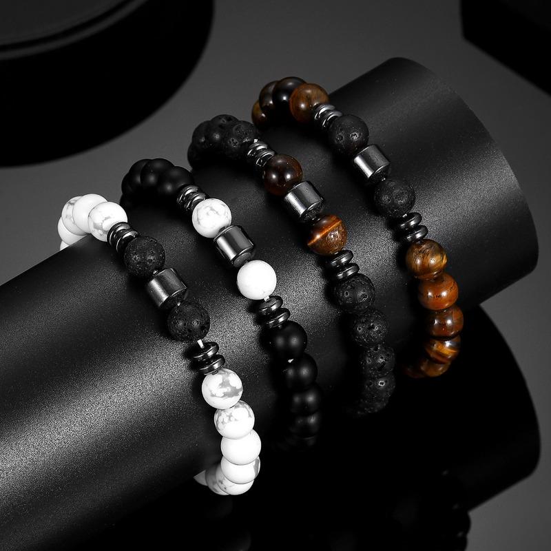 

Аксессуары Мода Браслет из бусин из черного камня и тигрового глаза, Браслет из камня карты, Магнитный браслет
