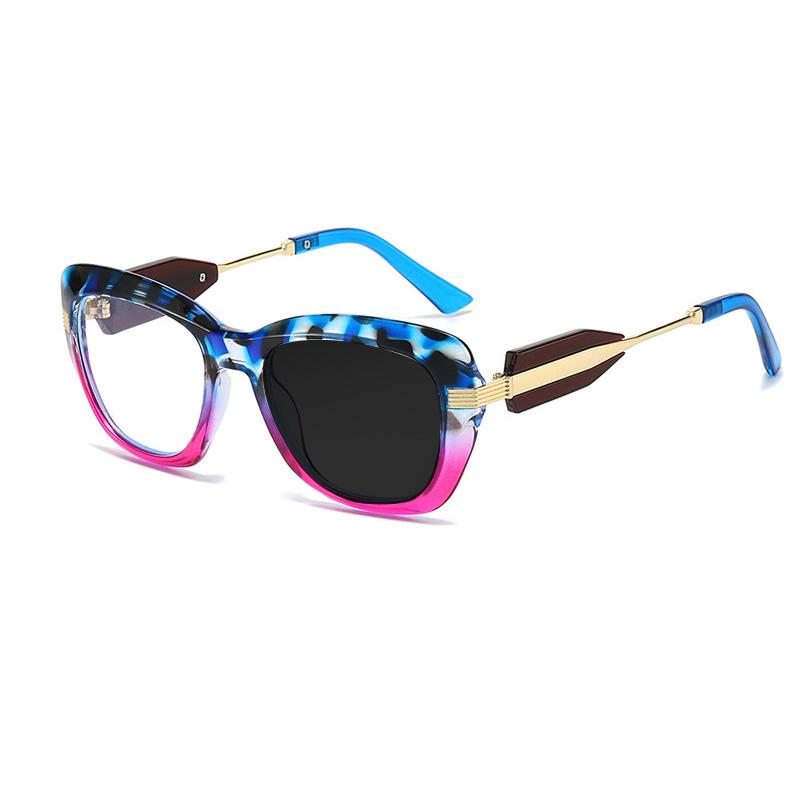 Brand Unique Design Oversized Wide Edge Prints Frame Hyperopia Eyewear Photochromic Anti Blue Ray Computer Women Reading Glasses