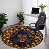1pc Lion Mandala Chair Carpet for Office, Round Polyester Mat, Indoor Decor for Office, Easycare Fabric, Washable Non-slip Area Carpet