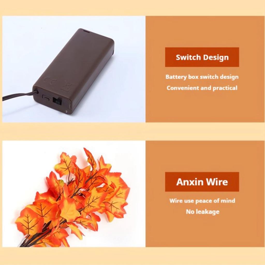 Maple Leaf Decorative Lights, With Lights That Glow, Battery-powered Artificial Maple Leaf Branch Lights,  Tabletop Decorative Lights, Suitable For