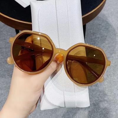 Occhiali da Sole Stile Moda Versatili di Tendenza Occhiali da Sole Personalizzati con Montatura Rotonda Tendenza Ins Colore Caramella Montatura Grande