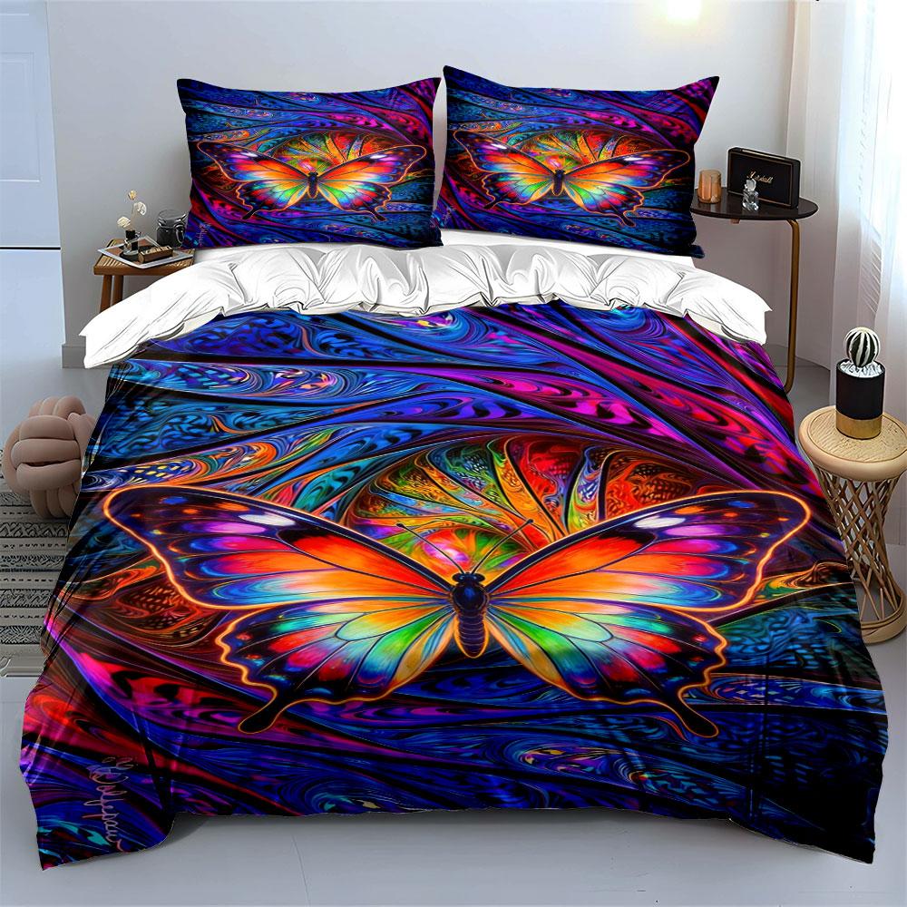 Brightly colored butterfly motif. Bedding sets Duvet cover sets Duvet covers Pillowcases(1* Duvet Cover 2* Pillowcases without duvet insert)