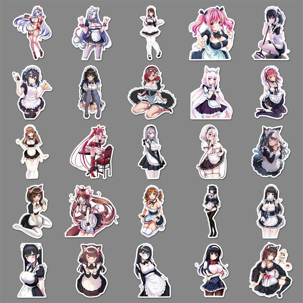 50 Sexy Anime Maid Stickers: Japanese Style Beauty Decorations for Computers
