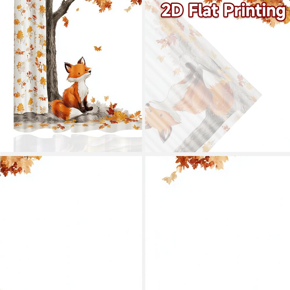 2pcs, 2D FLAT PRINTING Curtains (Without Rod) Autumn Fox(2) Halloween Festival Popular Curtains&Drapes Durable Polyester