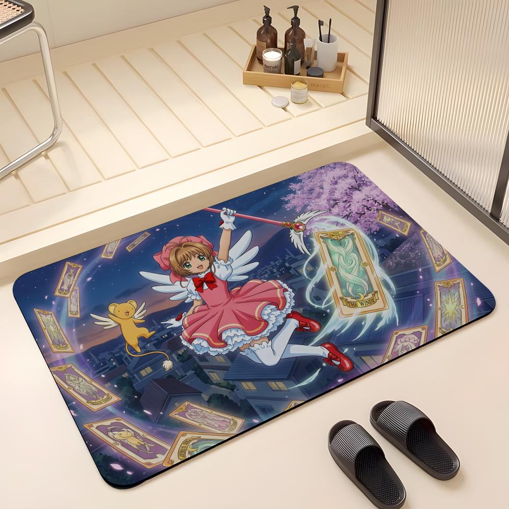 ANIME C-Cardcaptor Sakura Floor Mat Absorbent Floor Mat Non-Slip Entrance Rug for Bathrooms Restrooms and Toilets