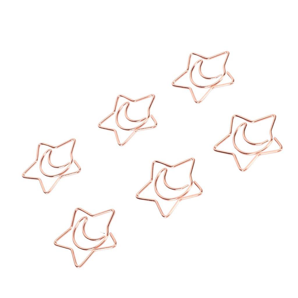 100pcs Star Moon Paper Clips Prevent Rust Skid Resistance Cute Paperclips for Office Daily Use