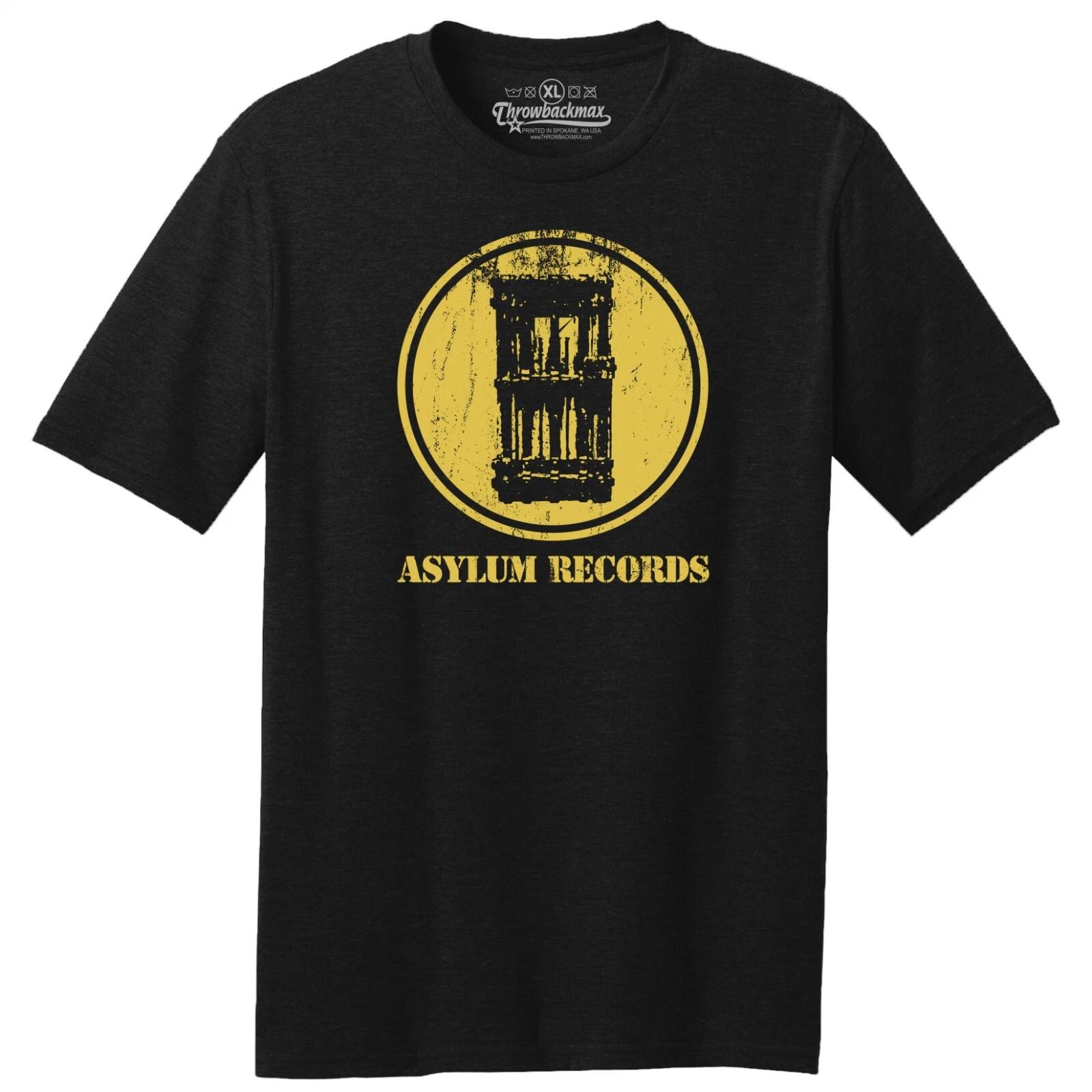 Throwbackmax Asylum Record Label Classic Cut, Premium Tri-Blend Black T shirt XL