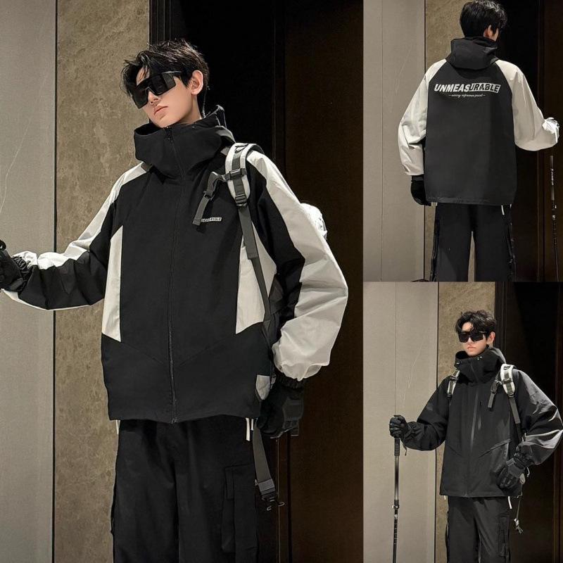 Reversible Hooded Windbreaker: Autumn Outdoor Windproof Loose Jacket M (80-120 lbs)