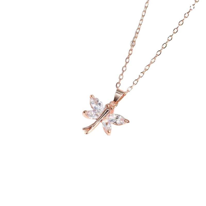 Little Dragonfly Necklace Female Titanium Steel Non-Fading Design Light Luxury Simple Versatile Temperament Model Free Girlfriend Clavicle Chain