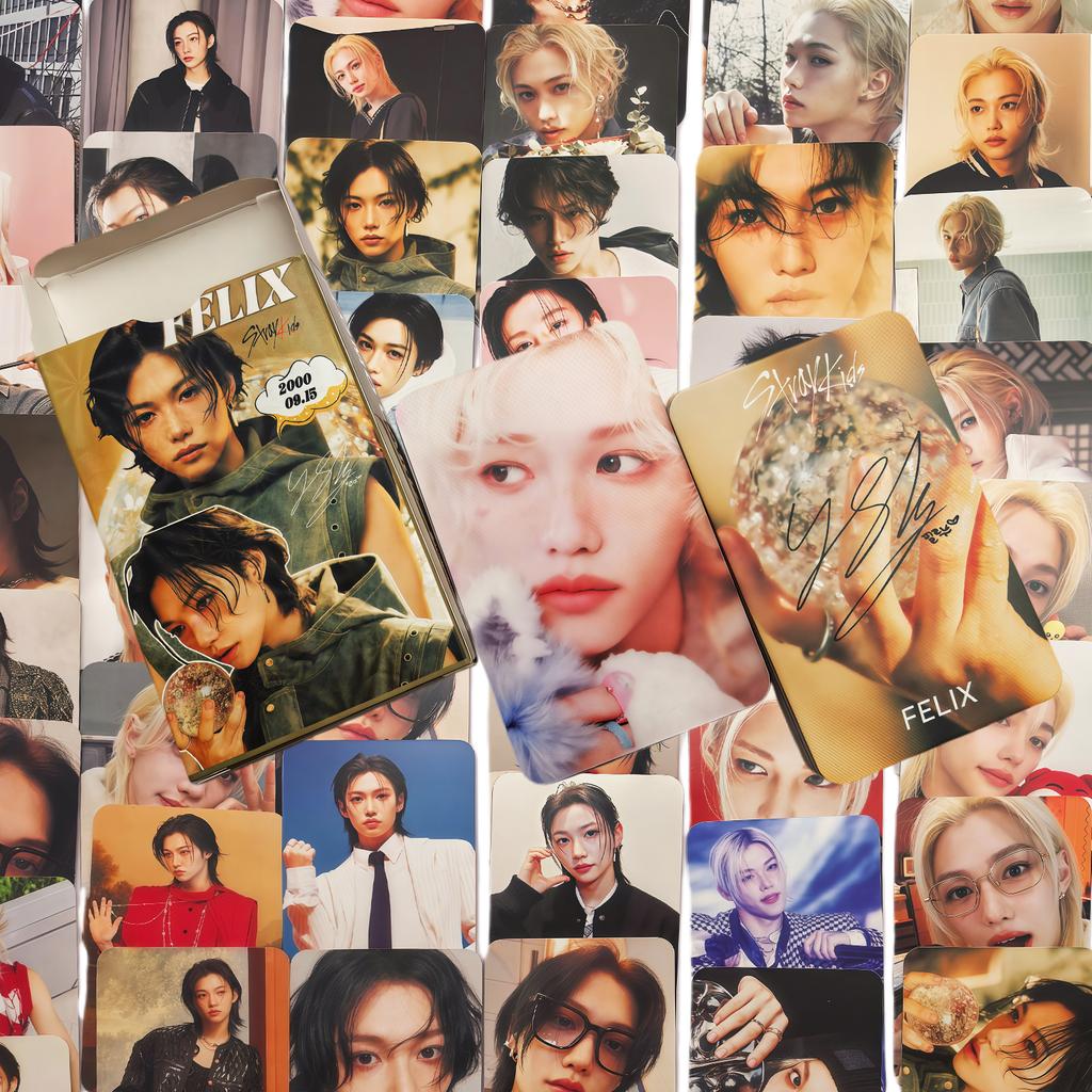 92PCS New Kpop Boy Stickers Photocard Album Lomo Cards Photo Print Card Set Fans Collection Postcard SKZ HOLLOW Felix Kid Friendly Entertaining Fun