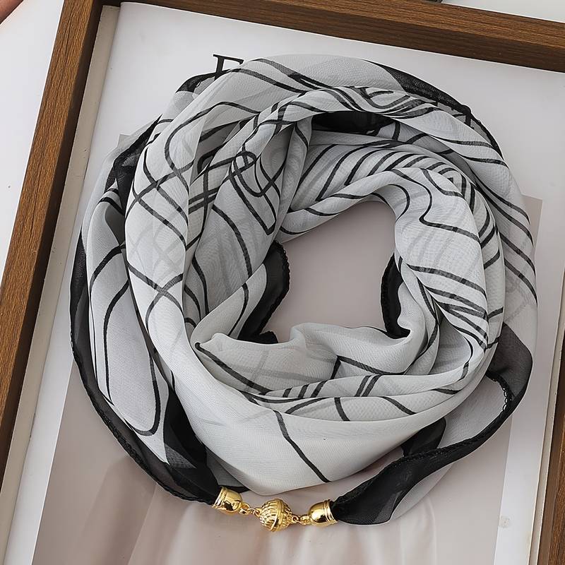 

Women s Lightweight Printed Magnetic Clasp Scarf, Convenient Stylish All-Season Neck Accessory, Elegant Decorative Scarf белый