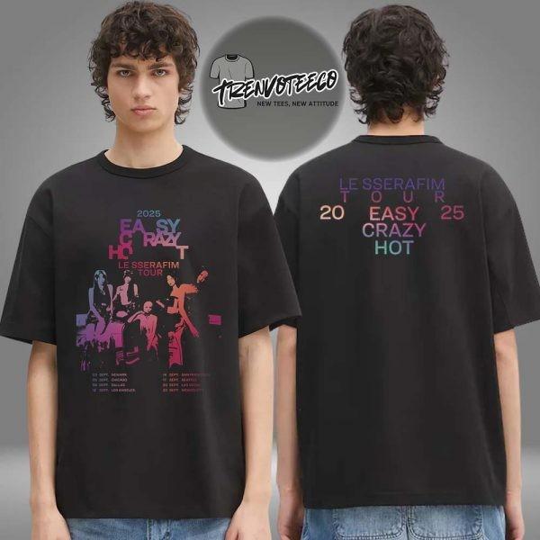 Le Sserafim North American Tour Easy Crazy Hot 2025 Exclusive Merch Easy Crazy H Unisex T-Shirt M