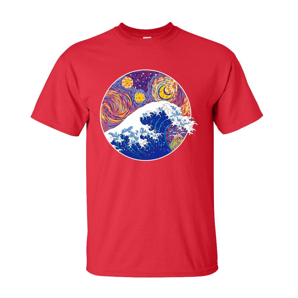 Tops TShirt Men Great Starry Wave T Shirt Thanksgiving Day Short Sleeve 100 Cotton Crew Neck Mens TShirt Personalized
