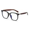 High-End Retro Anti-Blue Light Glasses with Wood Grain Legs and Myopia Plano Lenses