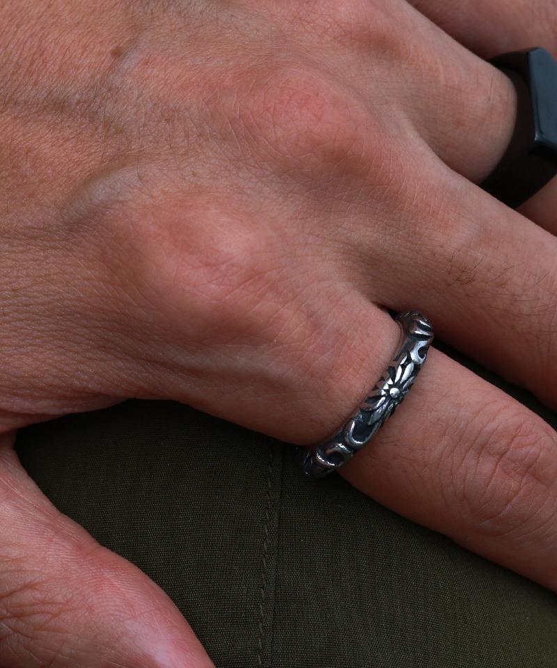 Blancier Two-Tone Obsidian Vine Bm257R1161 Vintage Ring