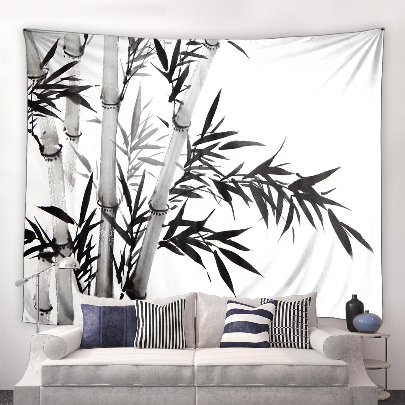 Учебный домашний пейзаж, подвесной пейзаж, богемное одеяло, зеленый бамбуковый гобелен в стиле дзен, пасторальный пейзаж, гобелен в китайском стиле 100X75CM