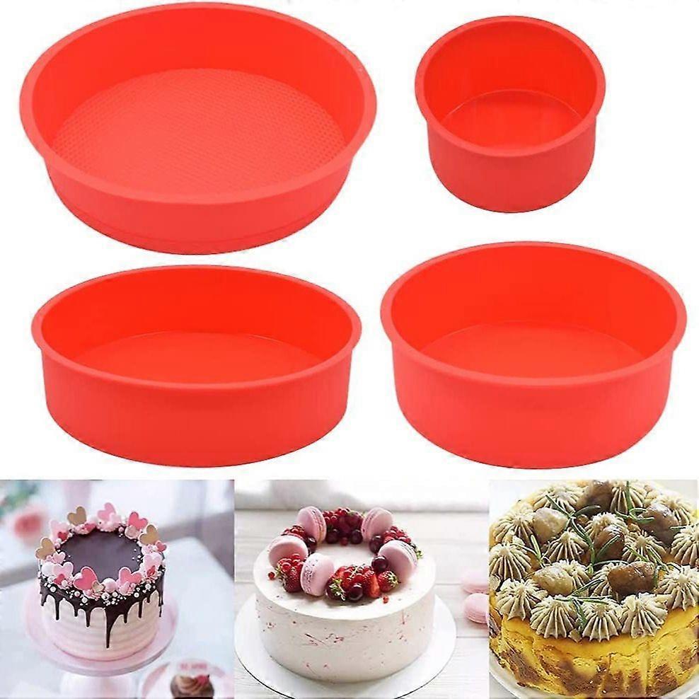 Silicone Cake Mold, Round Silicone Cake Molds, Four-Piece Set of Layer Cake Baking Molds, Leak-Proof Non-Stick Pastry Cake Molds, Children's Cake Mold