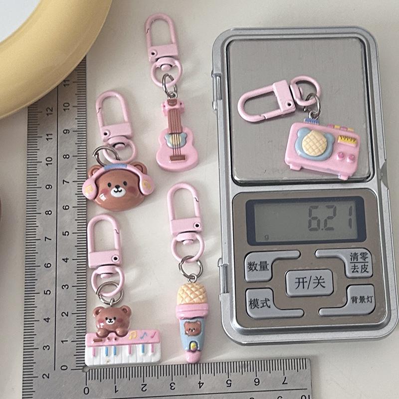 Kawaii Bear Keychain Cartoon Earphone Shell Pendant School Backpack Pendant Decoration Kid Toy Gift