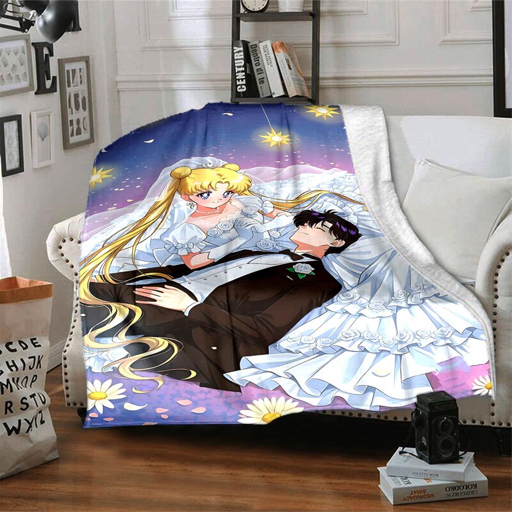 1PC Sailor Moon Blanket Lightweight Flannel Throw Blanket for Sofa, Bed, Travel, Camping, Livingroom, Office, Couch