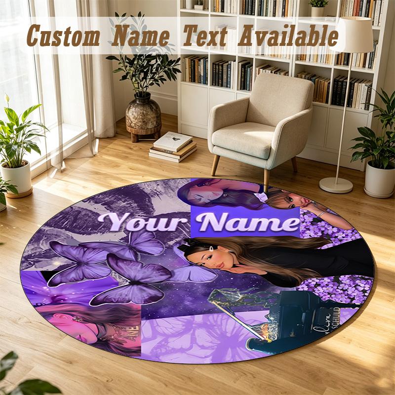 Round Rug Custom NameAyliva Pattern Non Slip Carpet Home Floor Decor