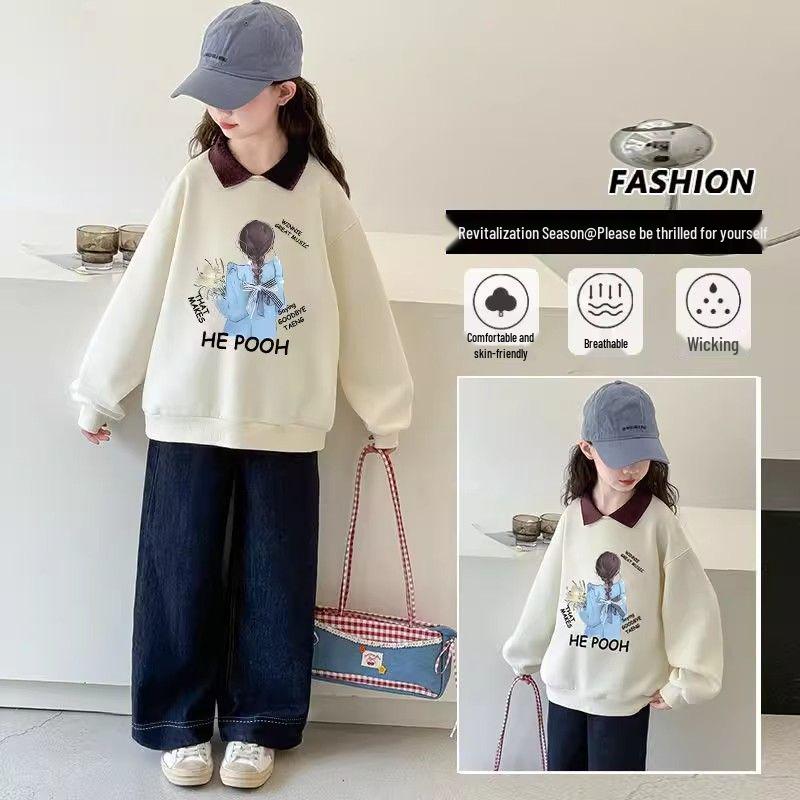 

Trendy Fall/Winter 2025 Girls Sweatshirt & Pants Set 140cm